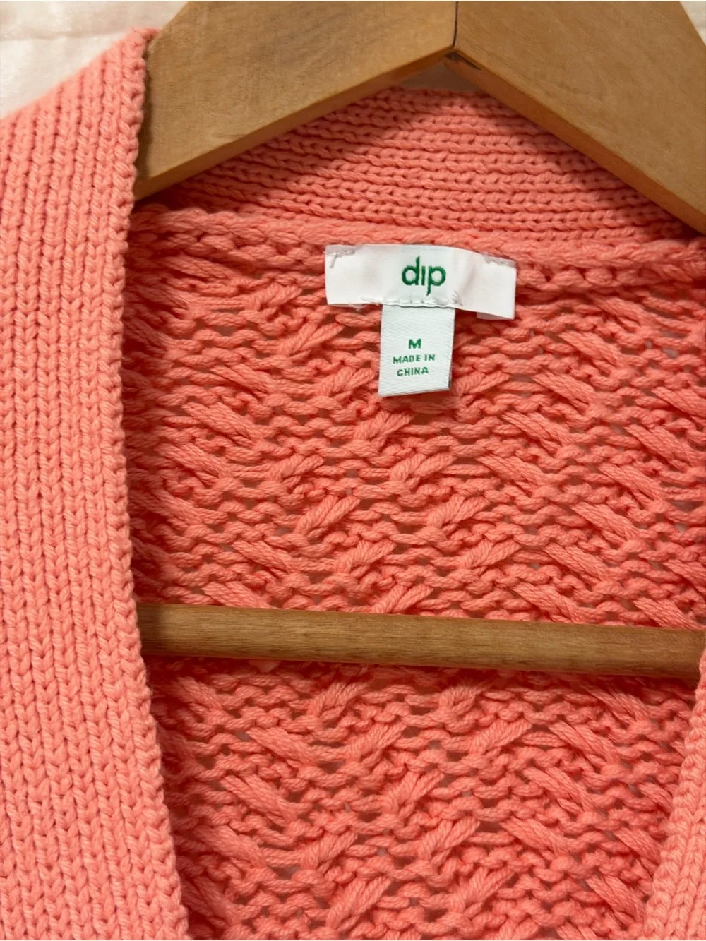 dip Coral Knit Chevron Button-Front Cardigan